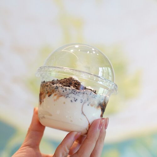 一次性胖胖杯300mlPET圣诞杯冰淇淋冷饮杯外卖塑料甜品小料杯子