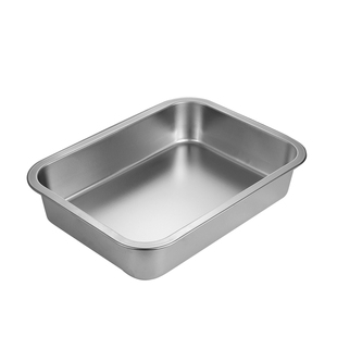 304不锈钢托盘长方形平底盘蒸饭盘自助餐盆烤鱼盘带盖方盘份数盆