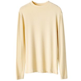 羊毛打底衫女薄款半高领9585小立领修身长袖T恤内搭女秋冬高级感