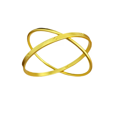 双环相扣手镯仿真金色碎碎冰镯子