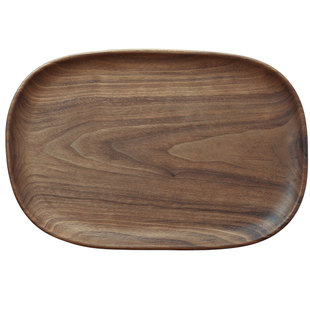 黑胡桃木茶盘托盘实木圆果盘餐盘木质盘整木新中式个性定制木盘