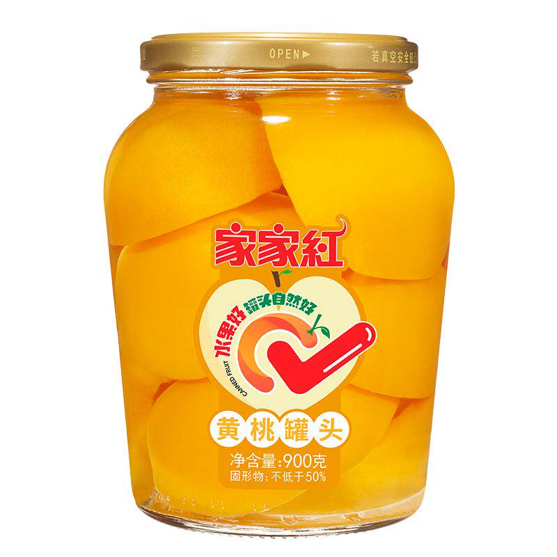 家家红900g黄桃罐头大瓶