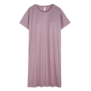 轩靓带胸垫睡裙女夏季薄款莫代尔棉短袖中长裙冰丝凉感睡衣家居服