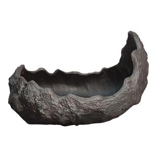 紫砂异形花盆2021新款客厅月亮盆禅意山石盆景造型品个性创意古典