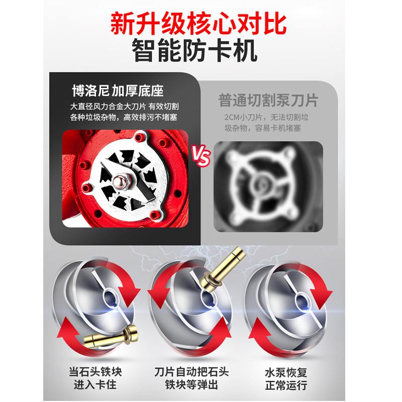 切割式污水泵抽粪泥浆220V化粪池不锈钢排污泵家用抽水机潜水泵