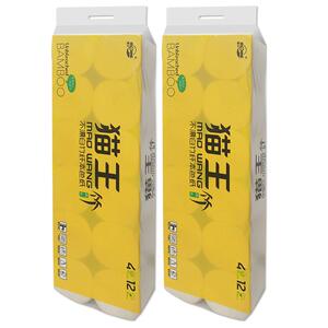 猫王本色竹浆1800克卫生纸 卷纸5层加厚不易破共24卷