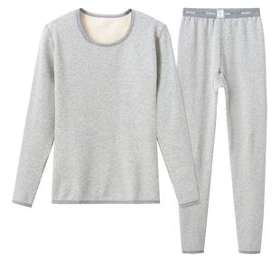 朵彩彩棉男女保暖内衣冬季加绒加厚套装纯棉女条纹打底棉毛衫百搭