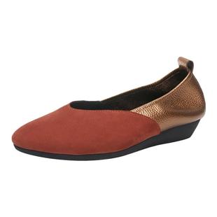 柜雅氏真皮浅口拼色舒适时尚百搭休闲女鞋软底软面一脚蹬平底单鞋