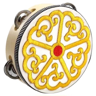 铃鼓舞蹈道具巴郎仔儿童维族舞跳舞专用刺绣贴花手鼓舞台表演道具