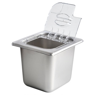 不锈钢份数盆透明PC翻口盖小料分数盒奶茶店果酱盒6份之1份数盒