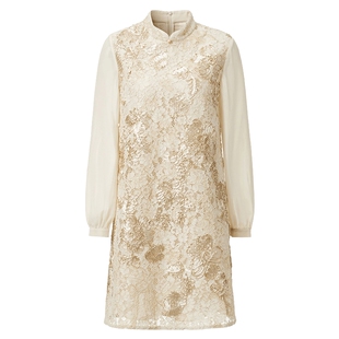 【金陵家宴】VGRASS盘带绣直身裙子春季新款独特中长款连衣裙