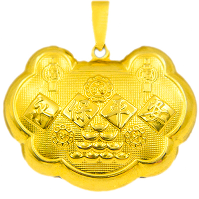 仿黄金儿童长命锁锁永保平安项坠