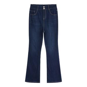 YUZI鱼子微喇牛仔裤大码女装微胖mm妹马蹄裤高腰显瘦拖地喇叭裤子