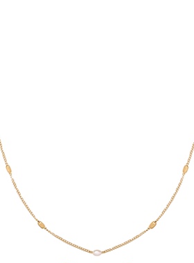 GGW 简约淡水珍珠金豆钛钢项链精致小巧短链百搭可叠戴颈饰锁骨链