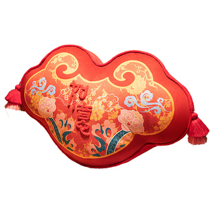 国潮抱枕中式喜庆沙发靠垫创意中国风十字绣刺绣结婚靠山靠枕新款