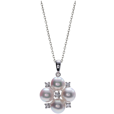 小红书人气M家同款四叶草天然日本AKOYA海水天女18K珍珠吊坠项链