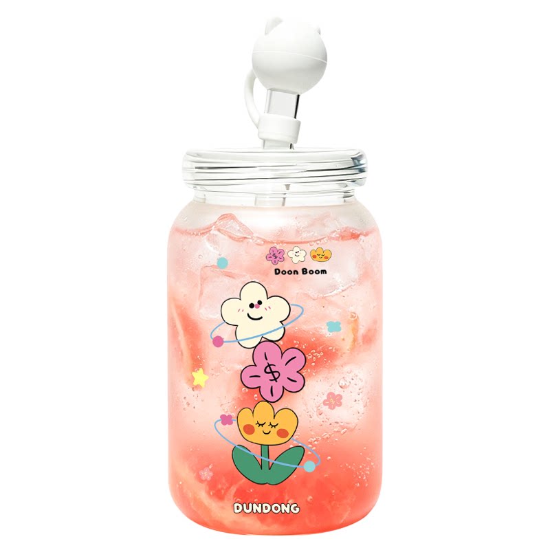 高硼硅耐高温磨砂加粗吸管玻璃杯