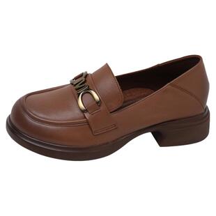 真皮头层牛皮软底乐福鞋女单鞋2025新款春秋款一脚蹬皮鞋大码女鞋