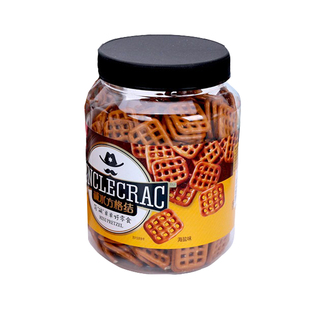 伯力爵烘烤碱水面包结饼干圈罐装丹夫咸味蝴蝶结网格饼干蛋糕摆件