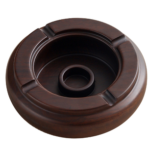 黑檀实木烟灰缸客厅家用创意个性潮流防风防飞灰铜烟灰缸带盖大号