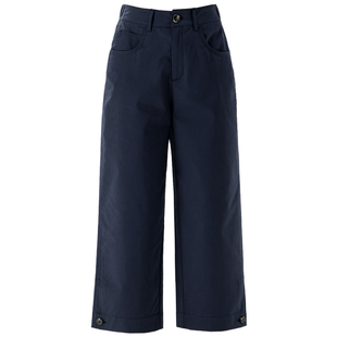 窄版藏蓝色阔腿裤女夏季薄款小个子九分裤子冰丝女裤八分裤直筒裤