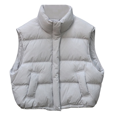 韩系羽绒马甲短款立领女无袖外套