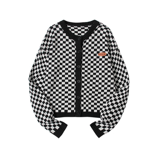 【49/件】EPTISON针织套装女2025秋季新款棋盘格设计感吊带两件套