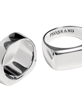 psobrand方块戒指925银饰男