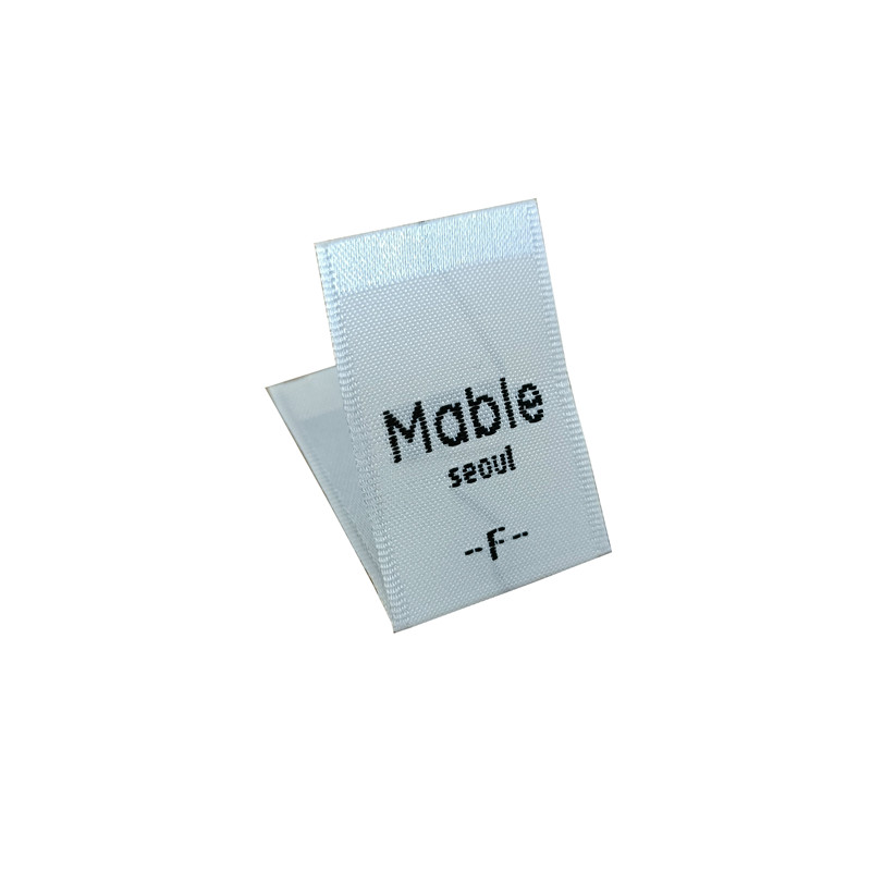 现货韩国标米色领标织唛对折叠侧标码数SMLF洗水标made in korea