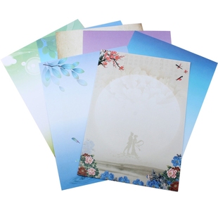 A4个性书写纸彩色信纸花纹打印纸带图案A4打印信纸卡通花信纸稿纸