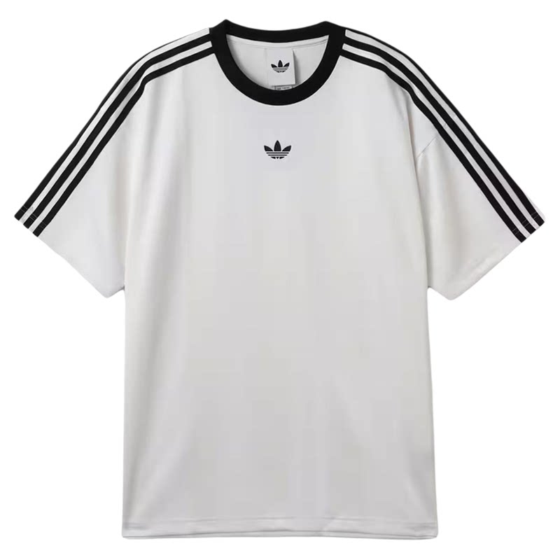 adidas阿迪达斯三叶草夏季圆领情侣款休闲T恤短袖白色上衣 JW5877