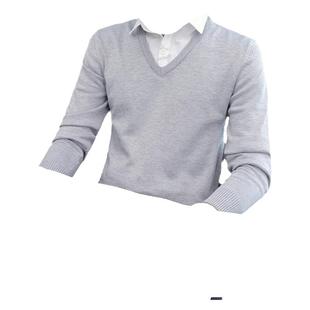 2026假两件毛衣男士上衣服衬衫领针织衫男装秋冬季打底衫修身潮流