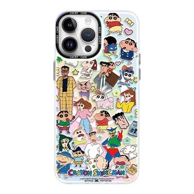 MASFEIL × 蜡笔小新贴纸适用苹果17Promax手机壳16Pro磁吸带支架iPhone16保护套ip15网红14全包防摔女新款