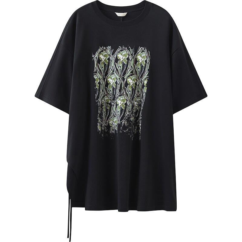 【商场同款】播26夏新品短袖T恤女宽松印花抽绳上衣BDT2YD2906