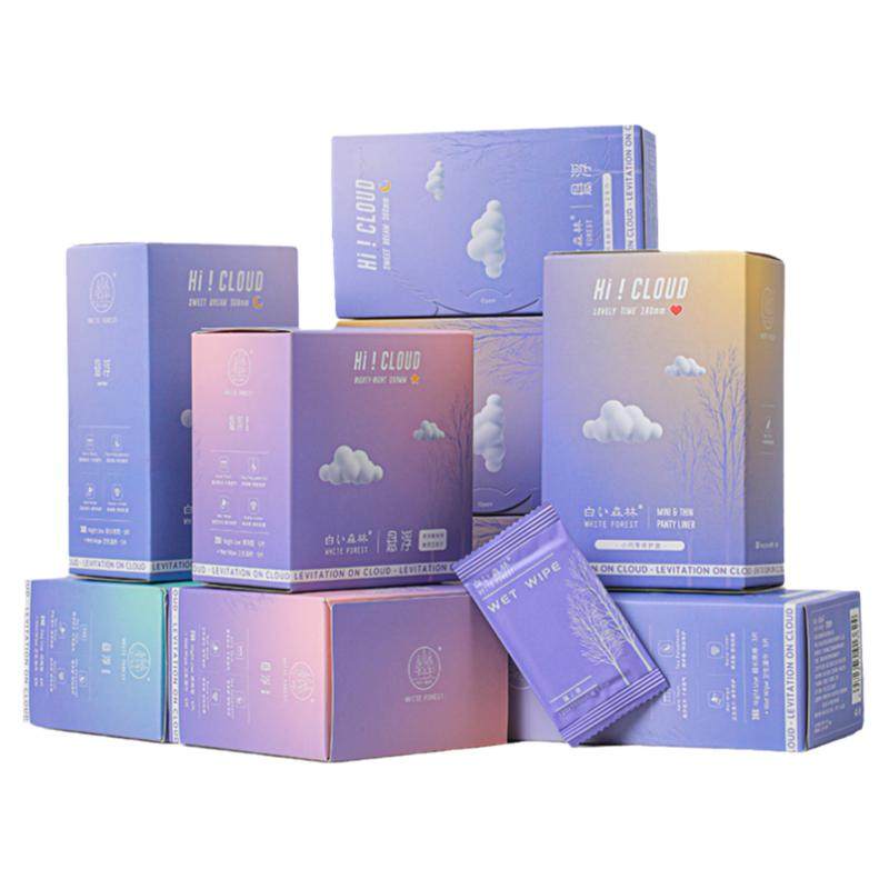 白色森林悬浮卫生巾超薄瞬吸干爽