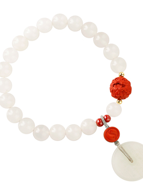 天然金丝玉手串女款朱砂貔貅