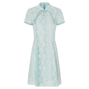 莱芙·艾迪儿商场同款新中式旗袍款连衣裙女夏新款蕾丝裙子