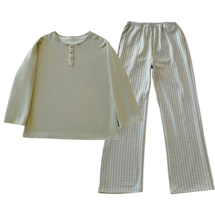 秋冬天加长版女生睡衣睡裤175瘦高个子浅绿色套头家居服特长110cm