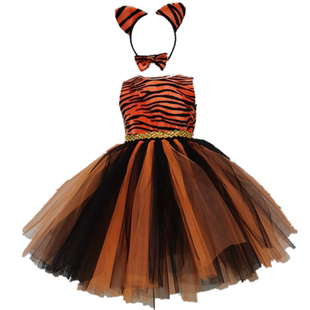 女童小老虎演出服幼儿园万圣节演讲礼服儿童中高端演出蓬蓬连衣裙