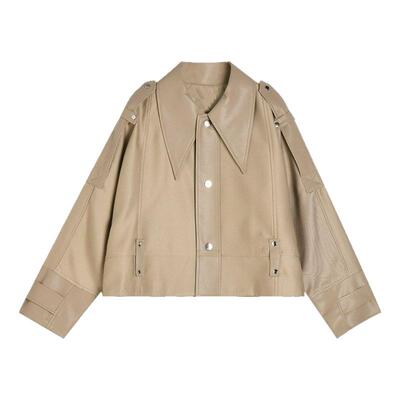 美式复古短款皮衣外套