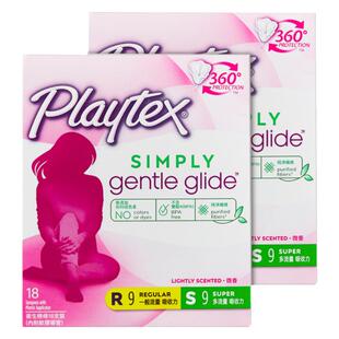 PLAYTEX倍得适内置导管卫生棉条运动游泳卫生巾纯棉18*2