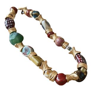 民族风陶瓷花朵项链小众复古夸张锁骨链轻奢百搭高级感项饰女