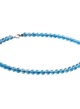 天然海蓝宝项链女圆珠项链毛衣链