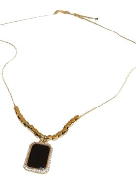 黑色吊坠爆款轻奢小众设计项链