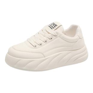 踩屎感厚底皮面小白鞋女2026春季新款休闲百搭孕妇鞋34码运动板鞋