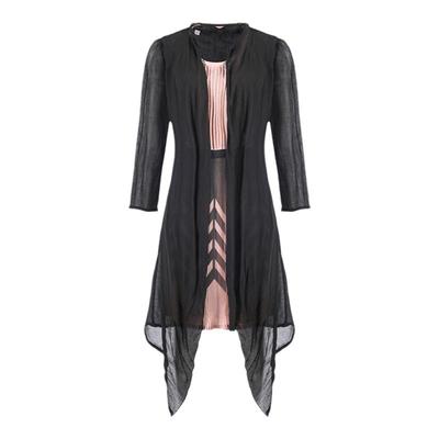 靓诺肉粉色假两件连衣裙LL16149A