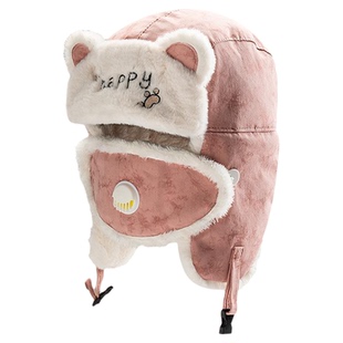 帽子女冬天户外骑行保暖护耳秋冬加厚加绒雷锋帽冬季骑车防风防寒