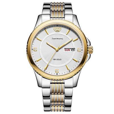 天王金标送福 18K金石英男士手表3731双日历商务金色男士新年礼物