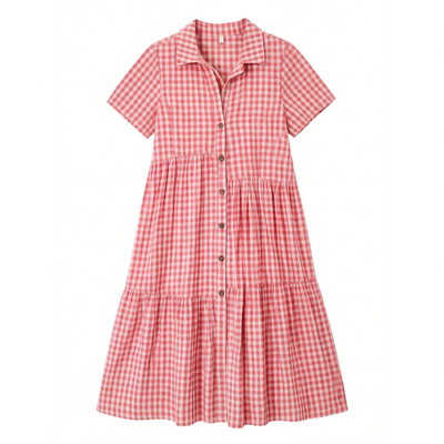 Shirt Collar Loose Single Breasted Dress衬衫领宽单排扣连衣裙