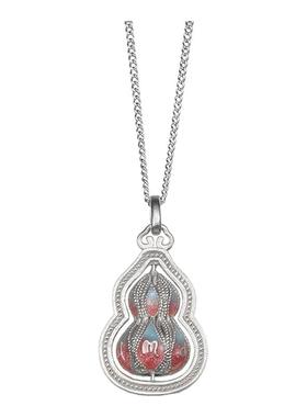 足银珐琅沐春葫项链纯银坠链吊坠